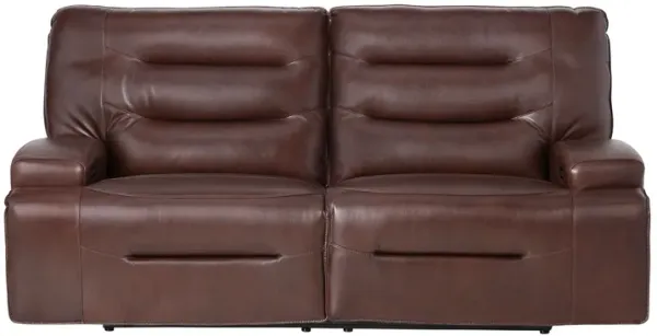 Cade Brown Leather Dual Power Reclining Sofa