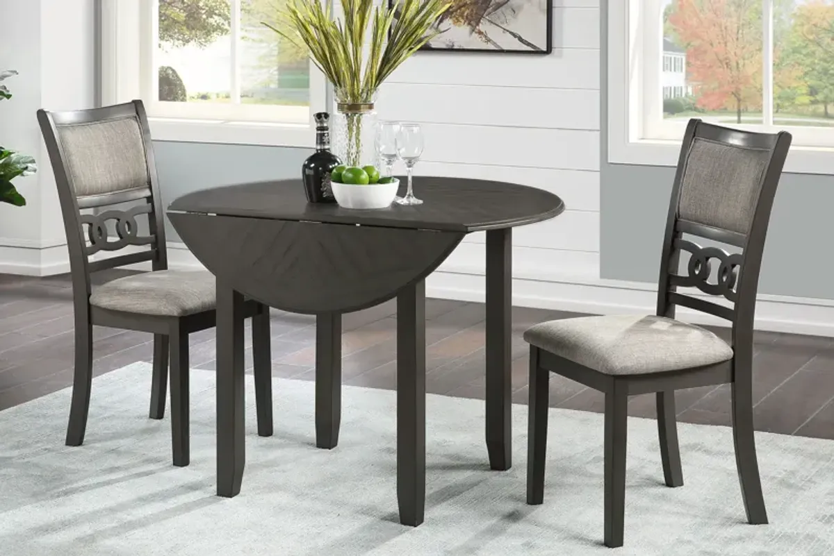 Gia Grey Drop Leaf Dining Table + 2 Chairs