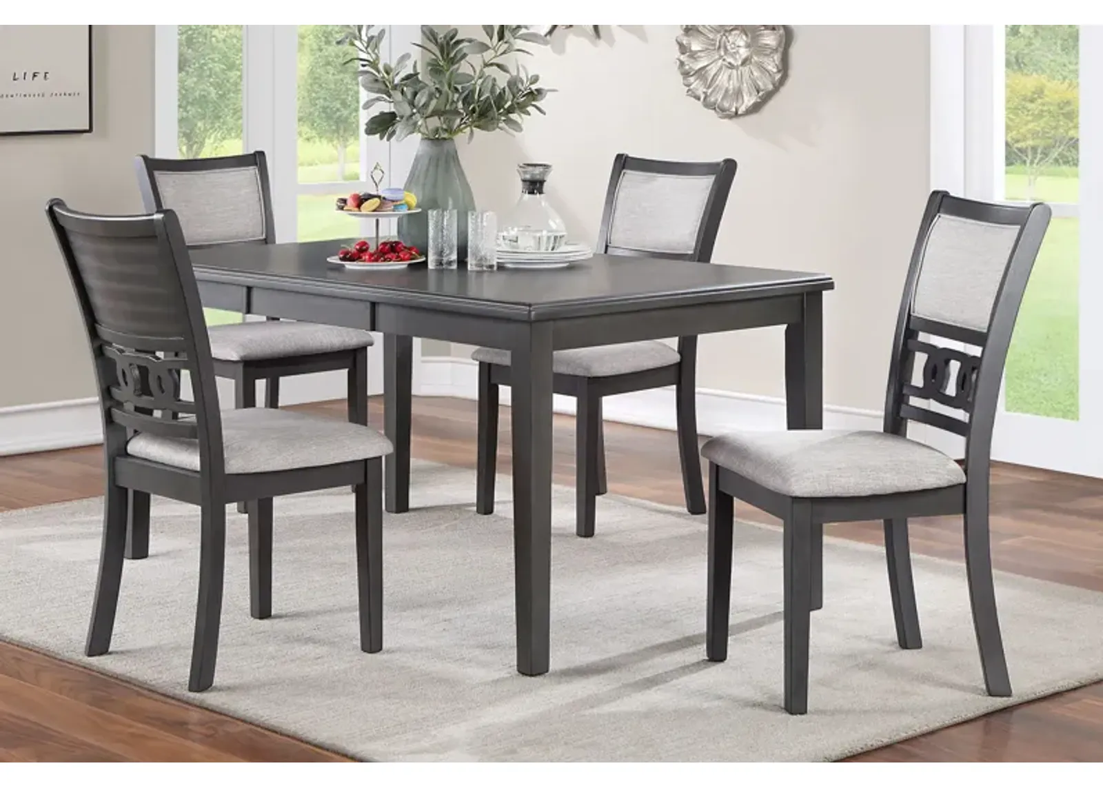 Gia Grey Rectangular Table + 4 Chairs