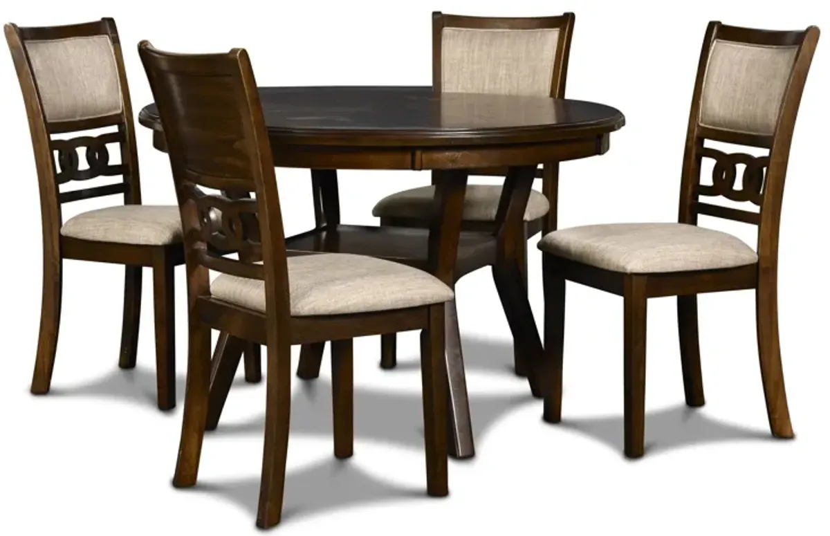 Gia Cherry Round Dining Table + 4 Chairs