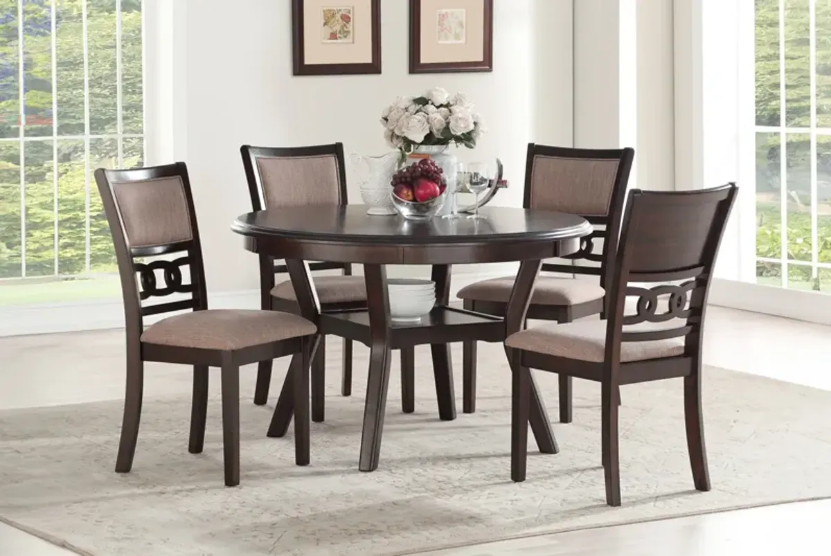 Gia Cherry Round Dining Table + 4 Chairs