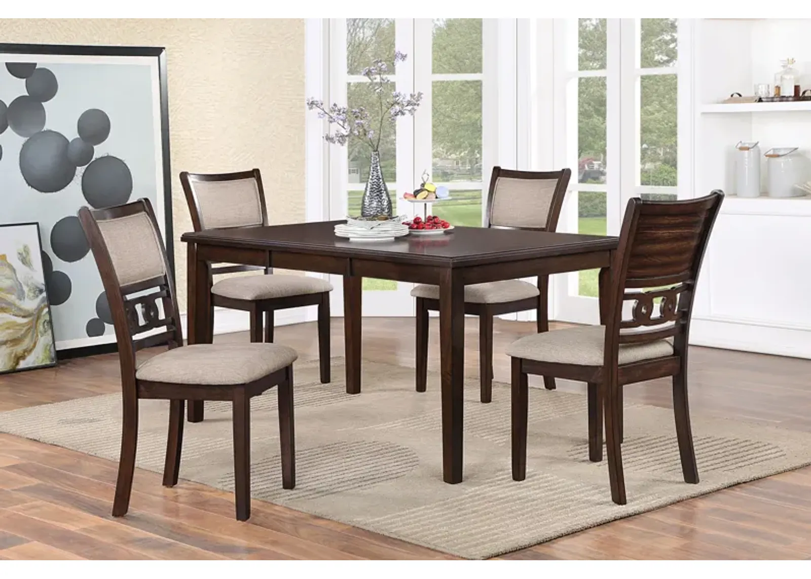 Gia Cherry Rectangular Table + 4 Chair