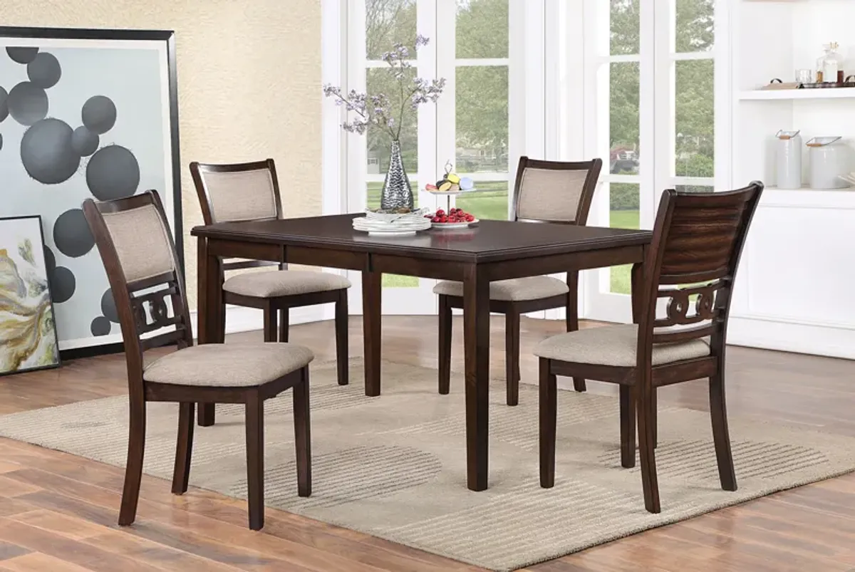 Gia Cherry Rectangular Table + 4 Chair