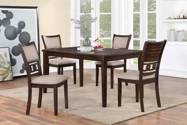 Gia Cherry Rectangular Table + 4 Chair