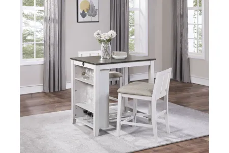 Daye Storage Table + 2 Chairs in Two-Tone White & Grey