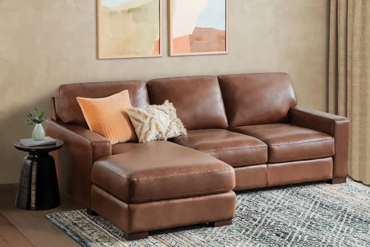 Miller Leather 2-Piece Sectional with Left Arm Facing Chaise