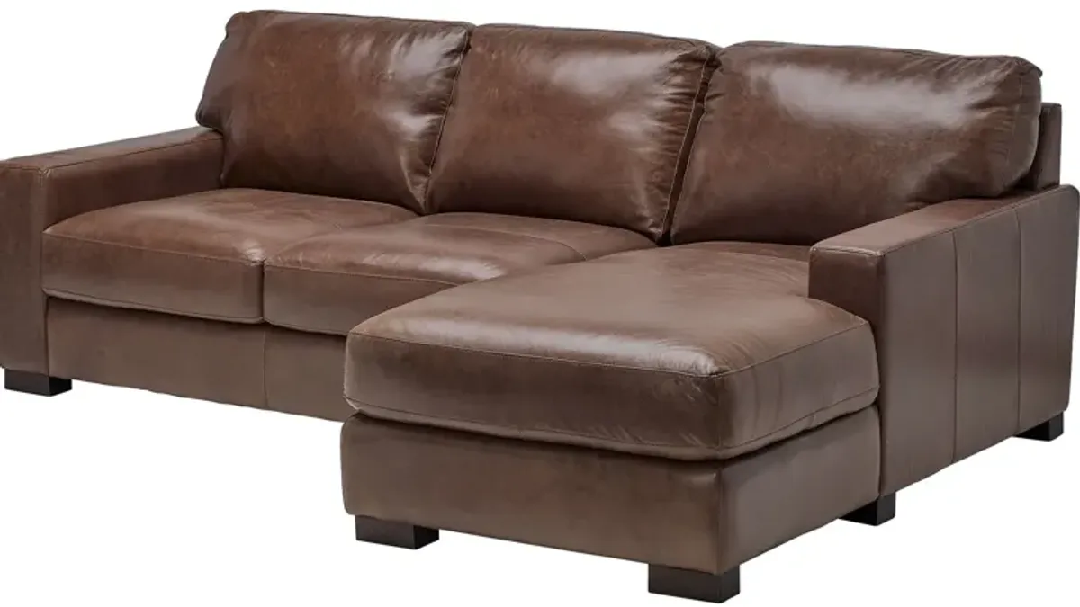 Miller Leather 2-Piece Sectional with Right Arm Facing Chaise