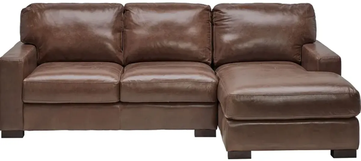 Miller Leather 2-Piece Sectional with Right Arm Facing Chaise