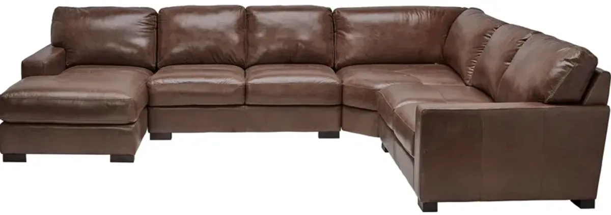 Miller Leather 4-Piece Sectional with Left Arm Facing Chaise
