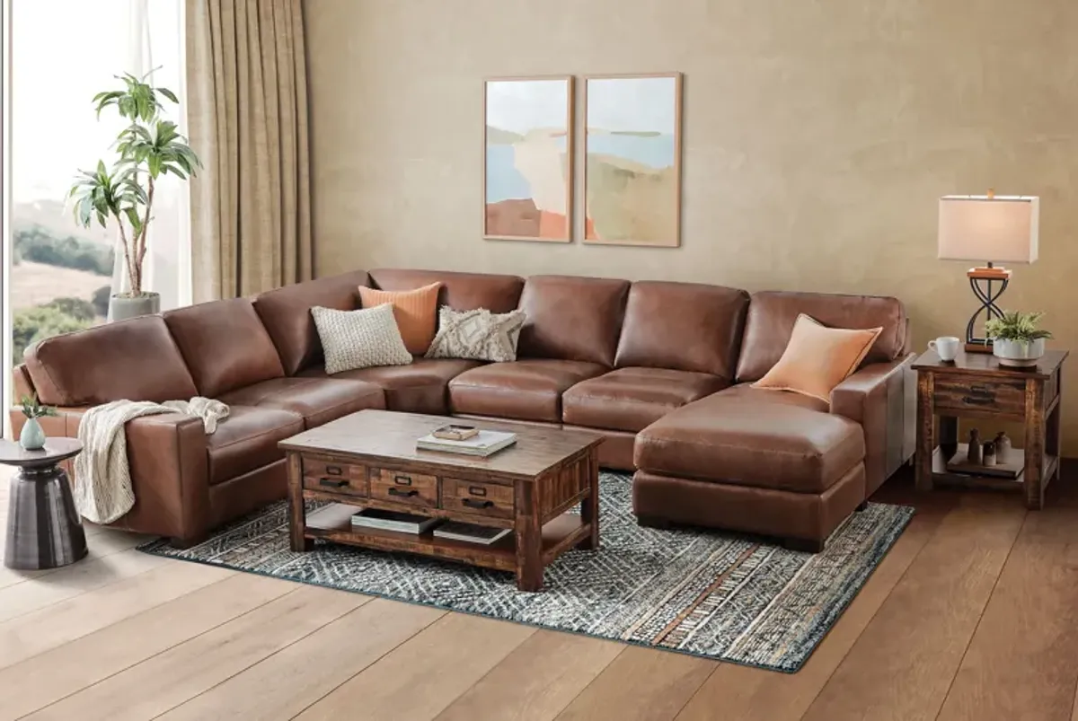 Miller Leather 4-Piece Sectional with Right Arm Facing Chaise