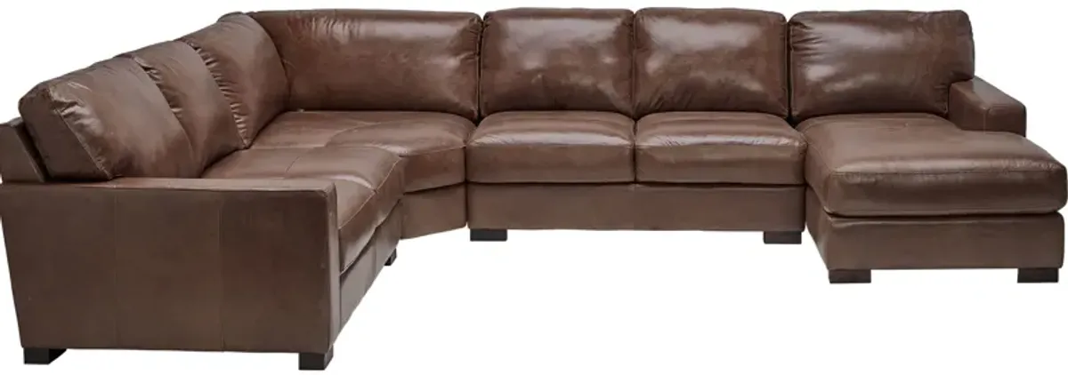 Miller Leather 4-Piece Sectional with Right Arm Facing Chaise