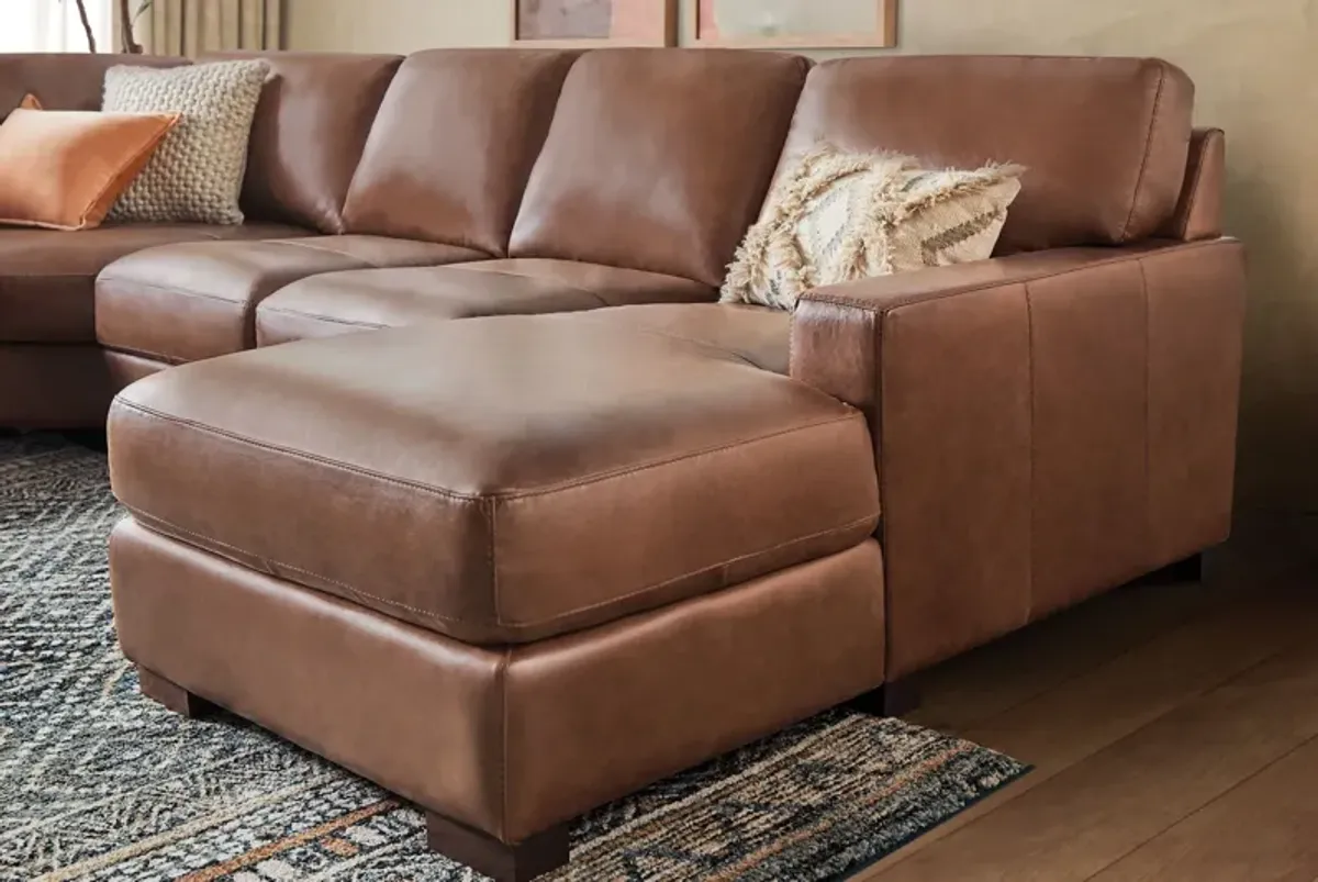 Miller Leather 4-Piece Sectional with Right Arm Facing Chaise