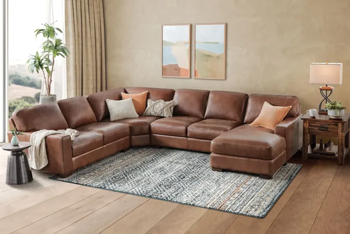 Miller Leather 4-Piece Sectional with Right Arm Facing Chaise