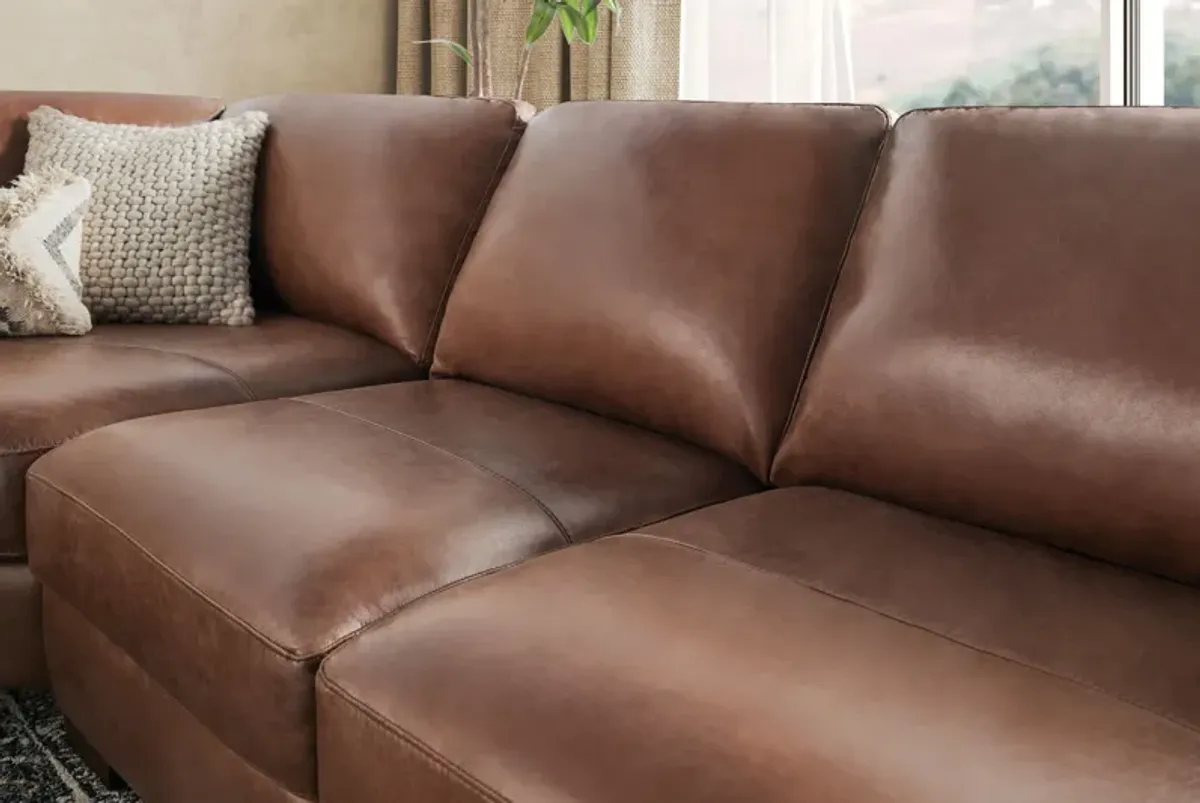 Miller Leather 4-Piece Sectional with Right Arm Facing Chaise