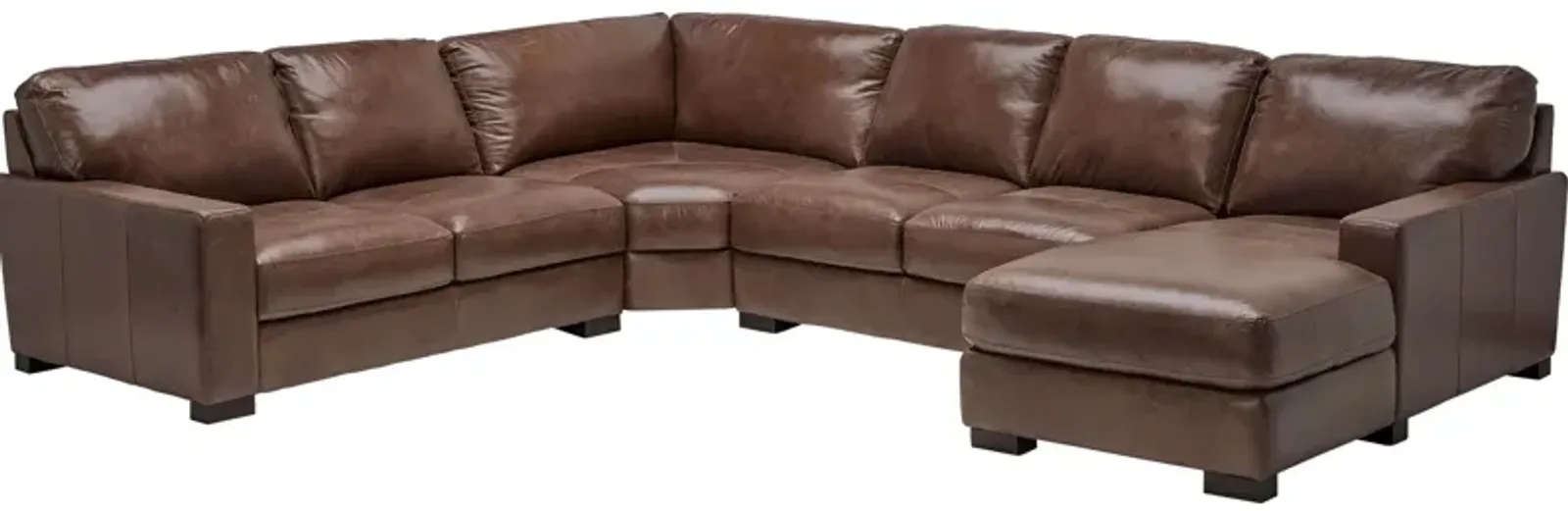 Miller Leather 4-Piece Sectional with Right Arm Facing Chaise