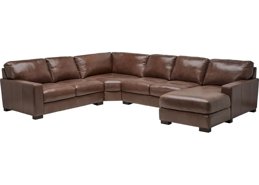 Miller Leather 4-Piece Sectional with Right Arm Facing Chaise