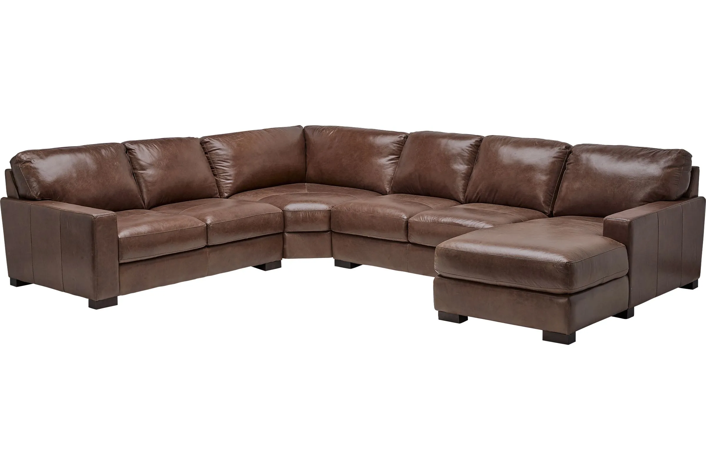 Miller Leather 4-Piece Sectional with Right Arm Facing Chaise