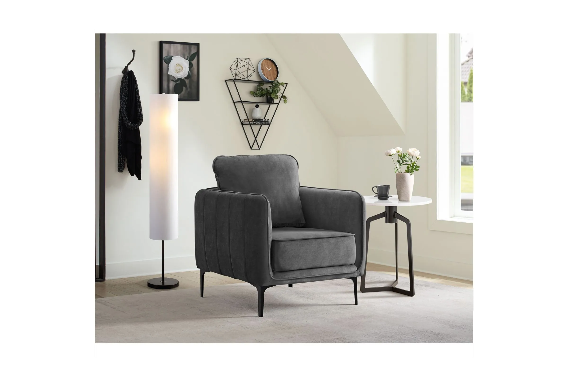 Rae Chair in Lavish Grey Velvet