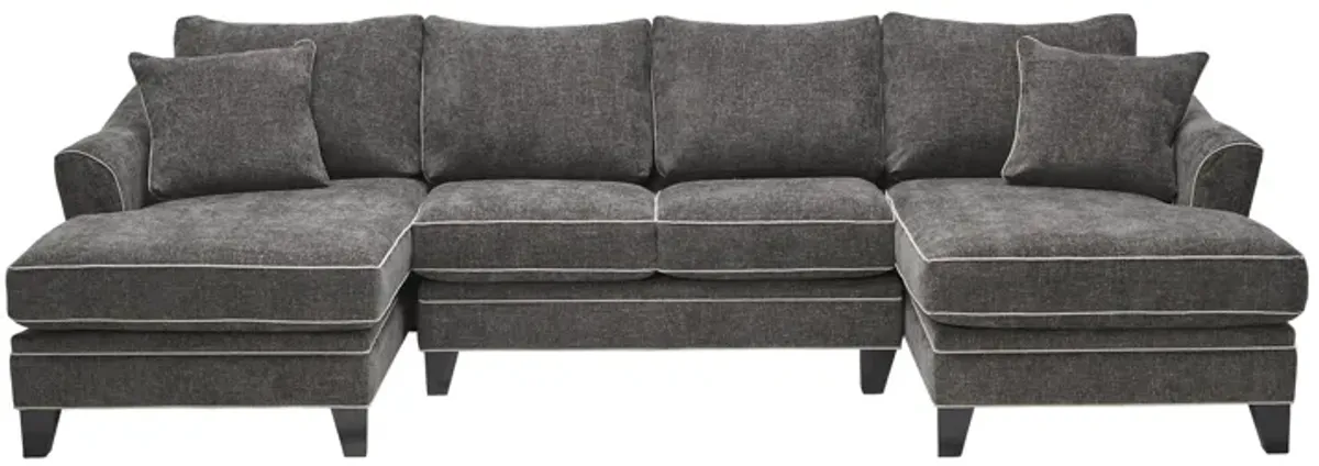 Demi Charcoal 3-Piece Dual Chaise Sectional
