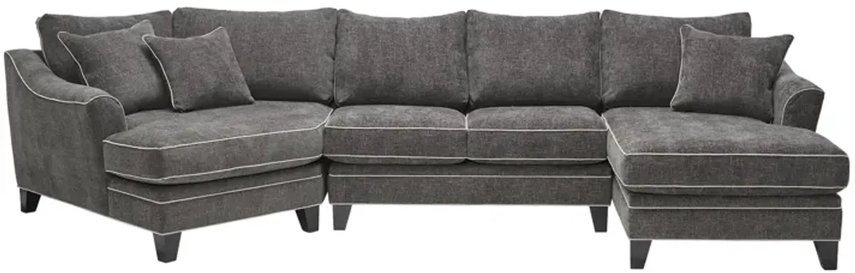 Demi Charcoal 3-Piece Sectional with Left Arm Facing Cuddler