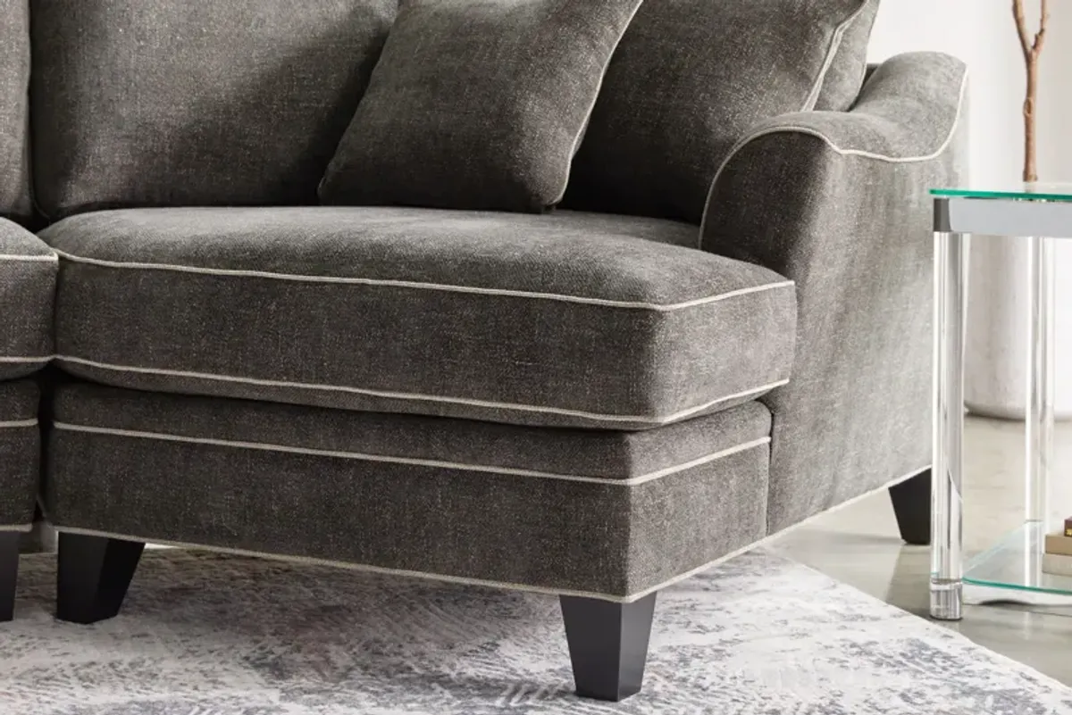 Demi Charcoal 3-Piece Sectional with Left Arm Facing Cuddler