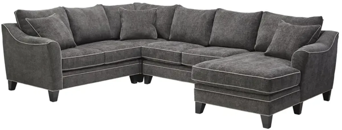 Demi Charcoal 4-Piece Sectional with Right Arm Facing Chaise