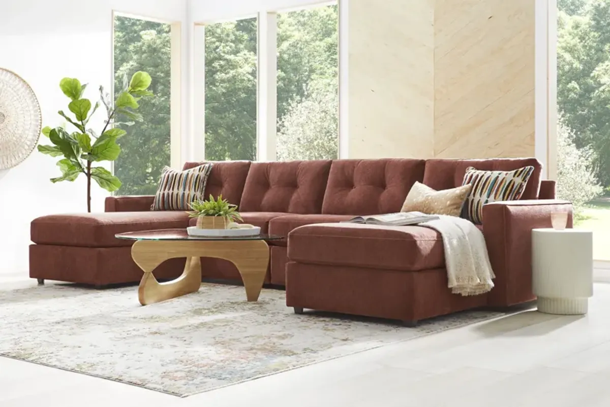 ModularOne Merlot 4-Piece Sectional with Dual Chaise