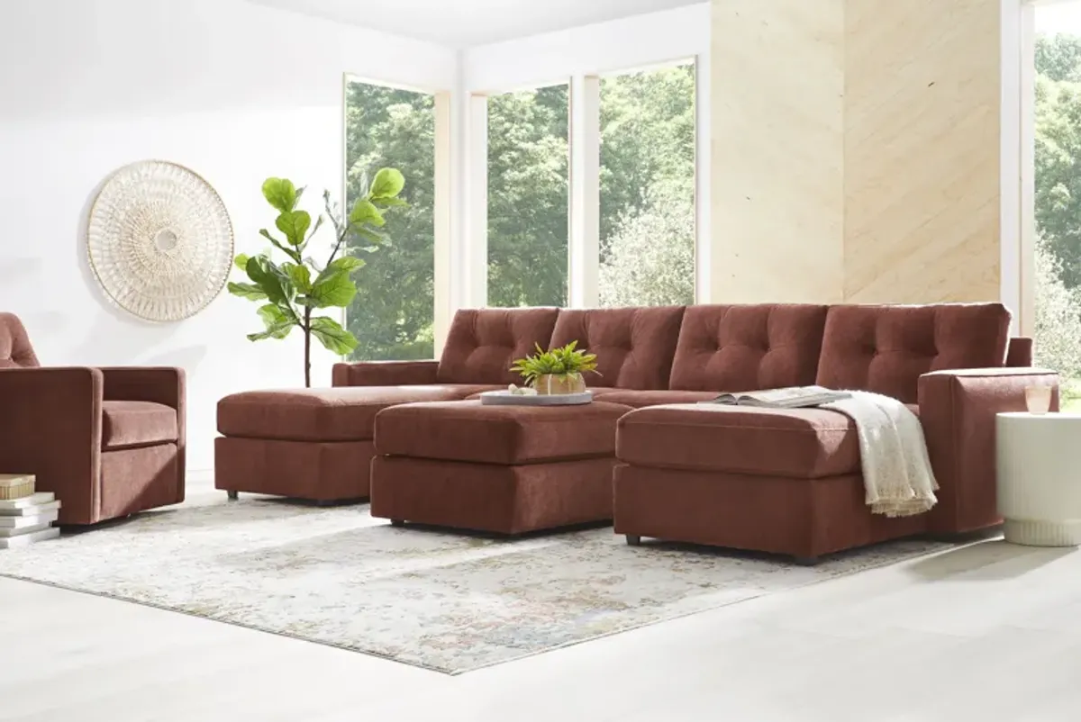 ModularOne Merlot 4-Piece Sectional with Dual Chaise