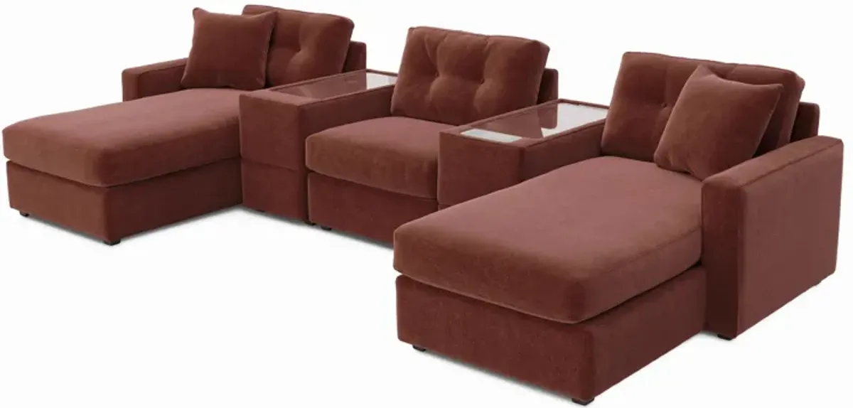 ModularOne Merlot 5-Piece Sectional with Dual Chaise