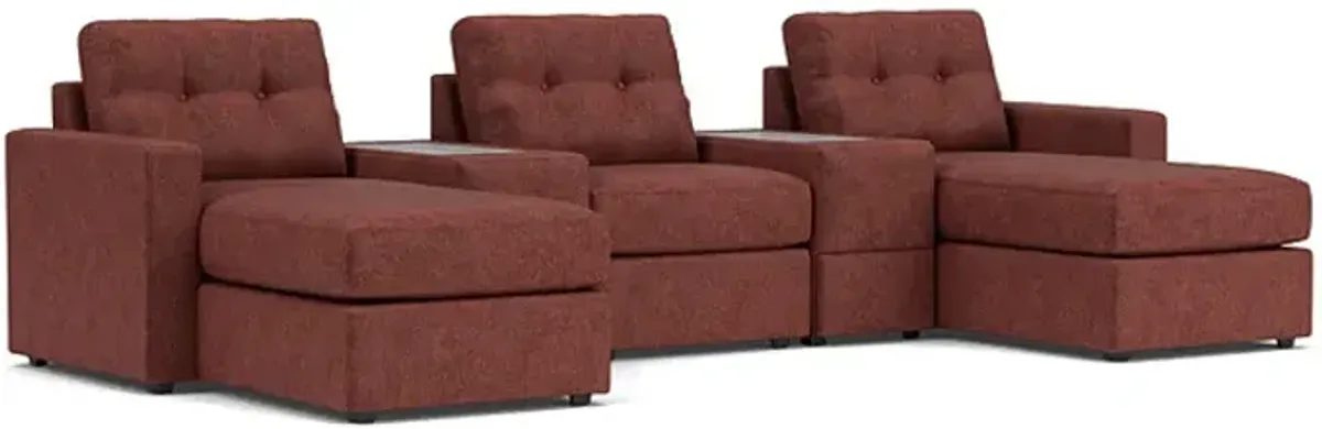 ModularOne Merlot 5-Piece Sectional with Dual Chaise