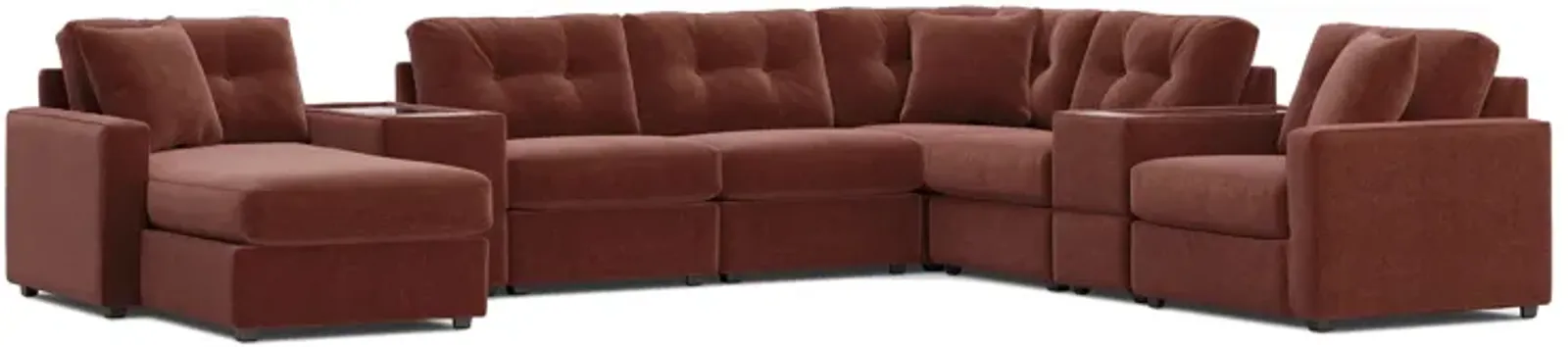 ModularOne Merlot 8-Piece Sectional with E-Console & Left Arm Facing Chaise