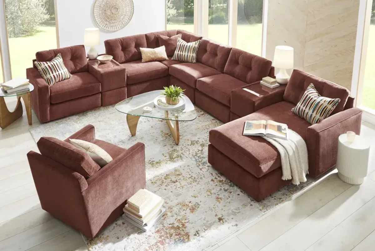 ModularOne Merlot 8-Piece Sectional with Right Arm Facing Chaise