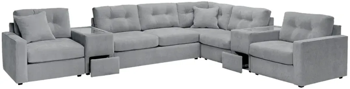 ModularOne Granite 7-Piece Sleeper Sectional with E-Console