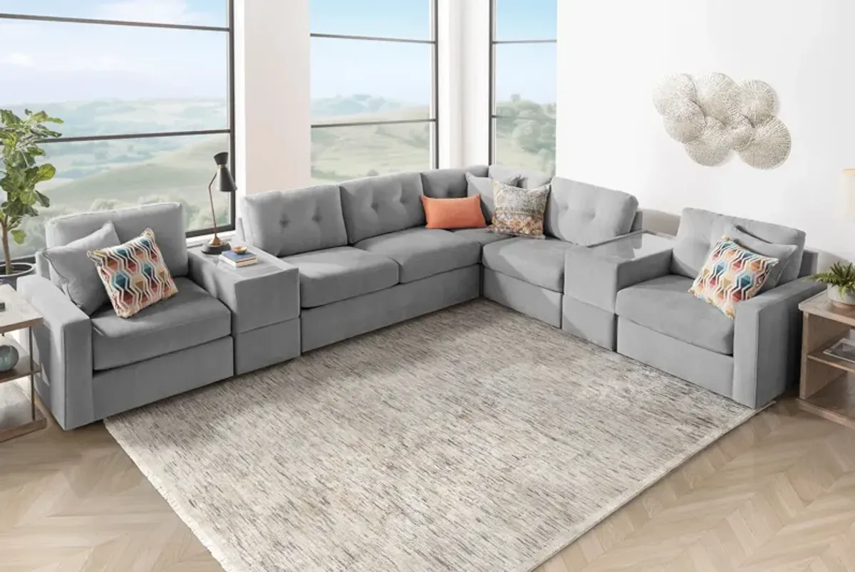 ModularOne Granite 7-Piece Sleeper Sectional with E-Console