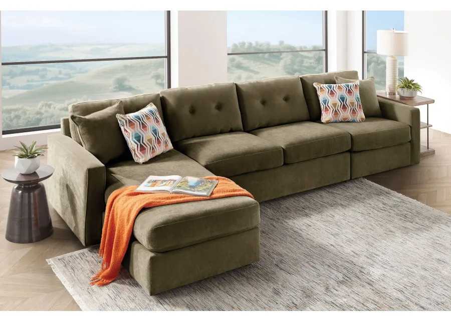 ModularOne Moss 3-Piece Sleeper Sofa with Left Arm Facing Chaise