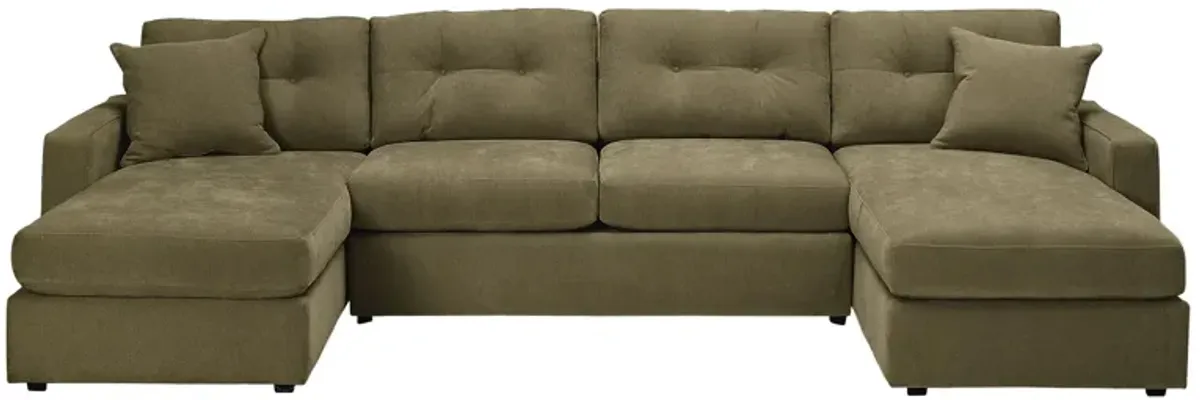 ModularOne Moss 3-Piece Sleeper Sofa with Dual Chaises