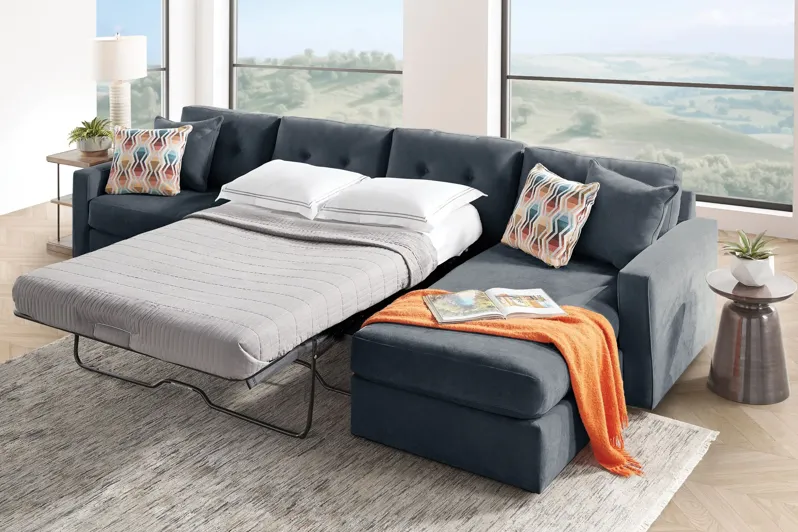 ModularOne Navy 3-Piece Sleeper Sofa with Right Arm Facing Chaise