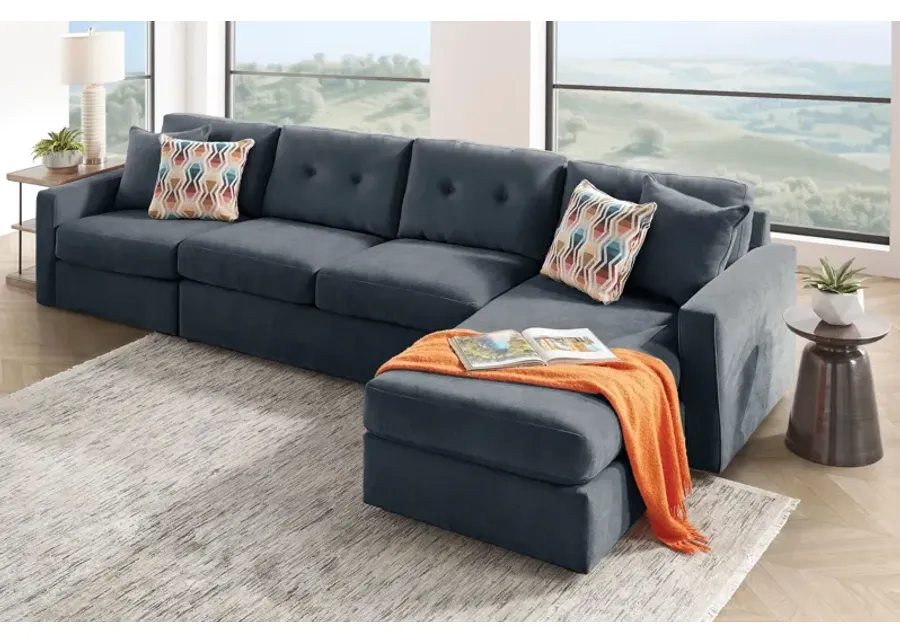 ModularOne Navy 3-Piece Sleeper Sofa with Right Arm Facing Chaise