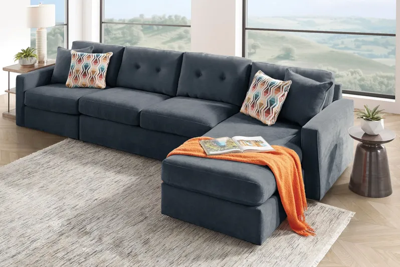 ModularOne Navy 3-Piece Sleeper Sofa with Right Arm Facing Chaise