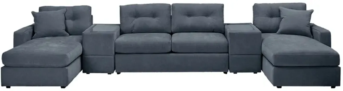 ModularOne Navy 5-Piece Sleeper Sectional with E-Console
