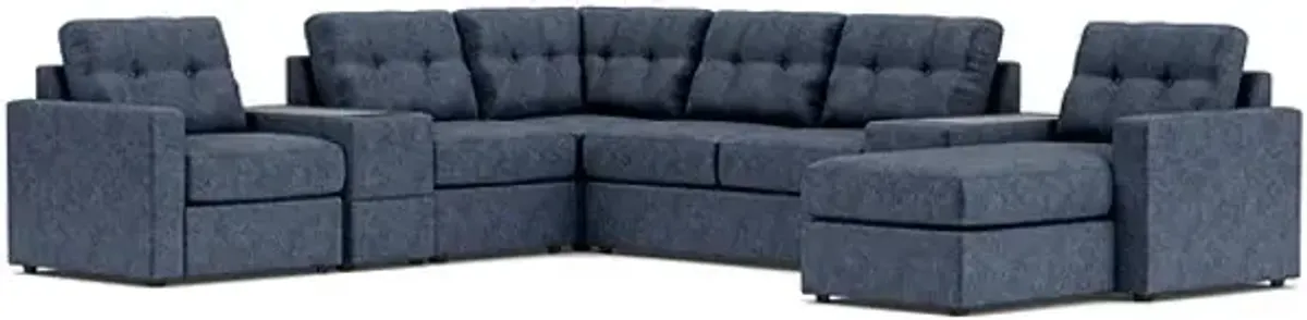 ModularOne Navy 7-Piece Sleeper Sectional with Right Arm Facing Chaise