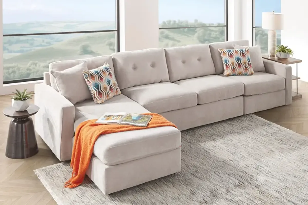 ModularOne Stone 3-Piece Sleeper Sofa with Left Arm Facing Chaise