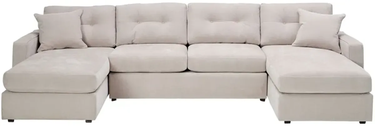 ModularOne Stone 3-Piece Sleeper Sofa with Dual Chaises