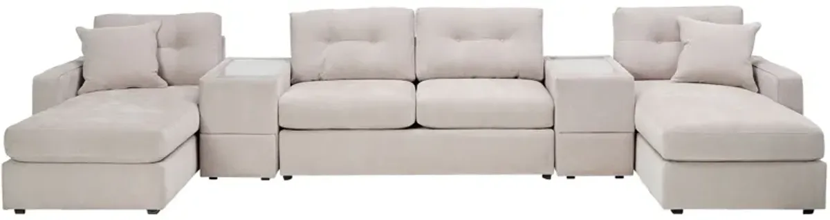 ModularOne Stone 5-Piece Sleeper Sectional with E-Console