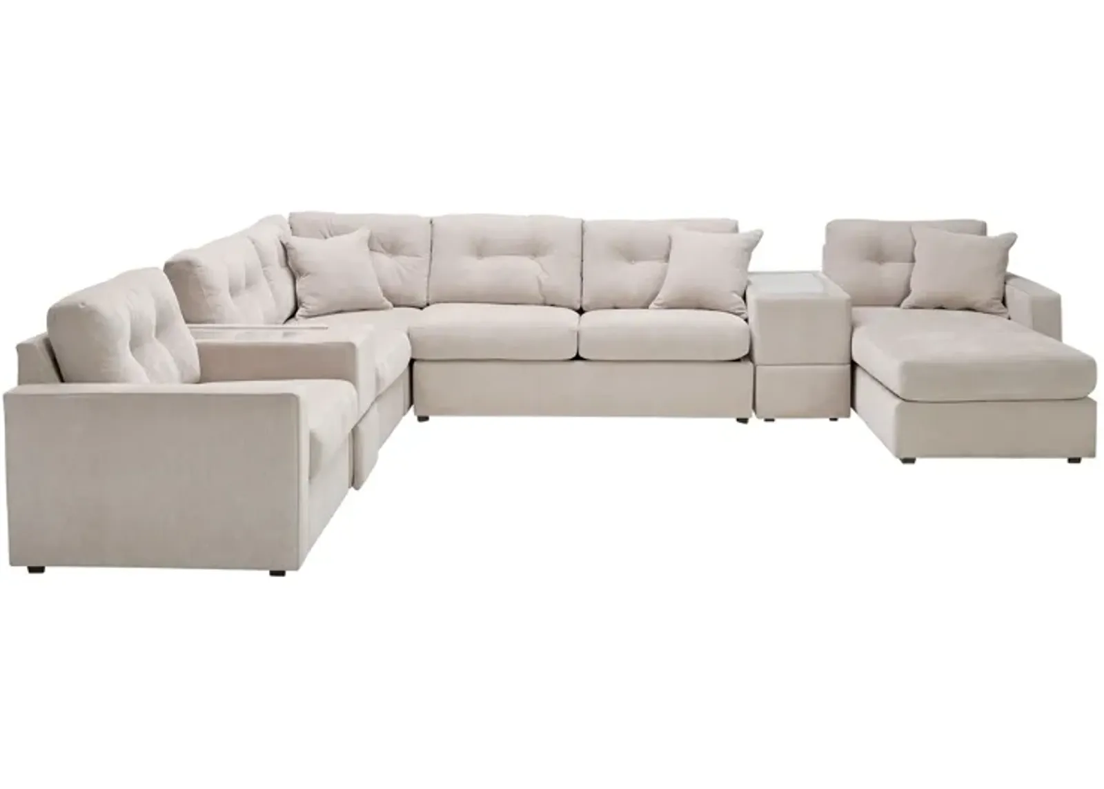 ModularOne Stone 7-Piece Sleeper Sectional with Right Arm Facing Chaise