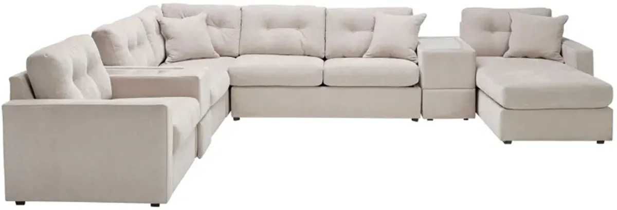 ModularOne Stone 7-Piece Sleeper Sectional with Right Arm Facing Chaise