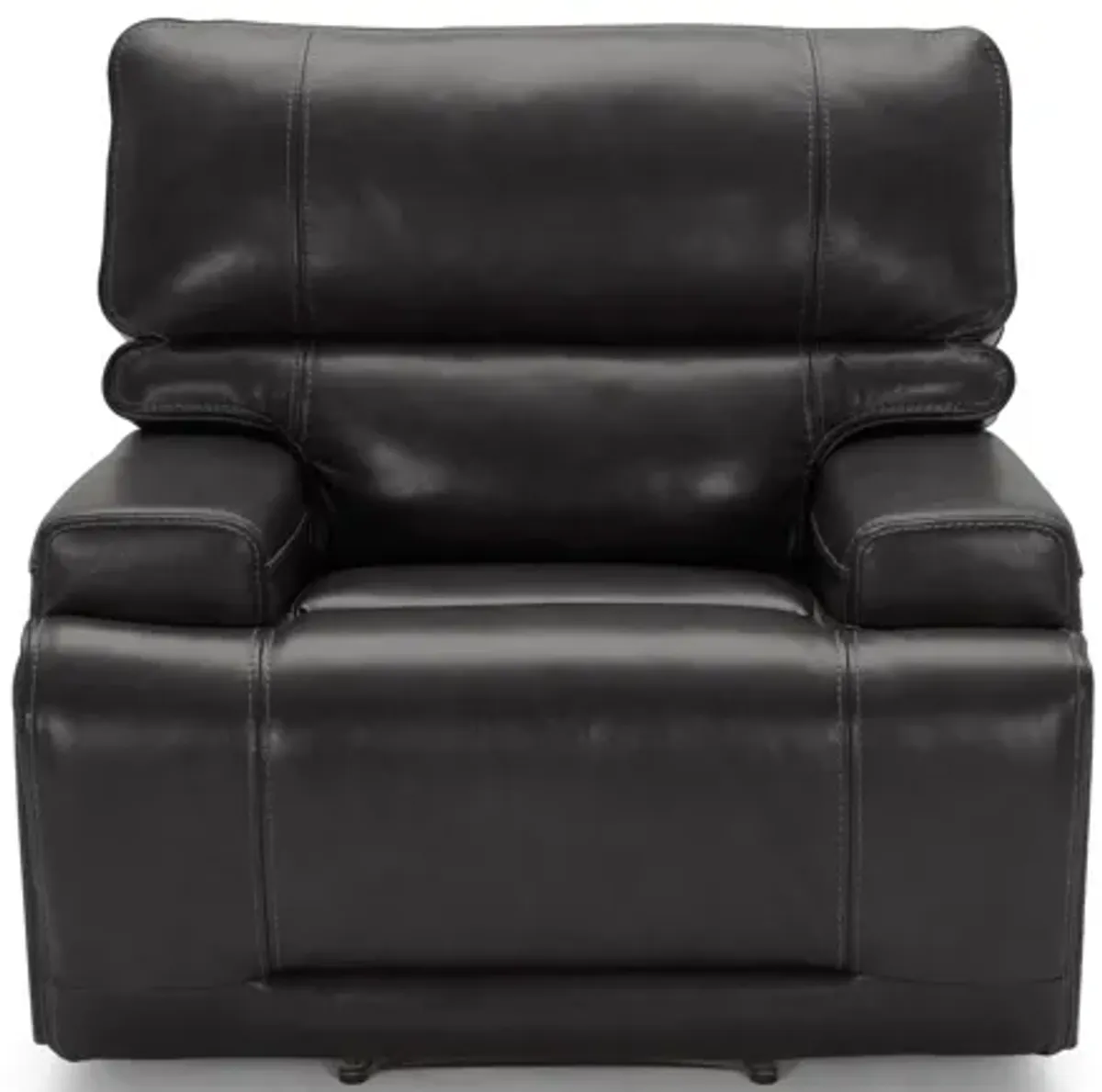 Graham Grey Leather Dual Power Recliner