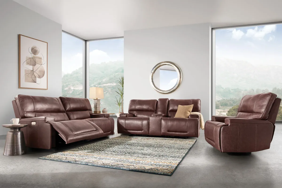 Graham Brown Leather Dual Power Reclining Sofa