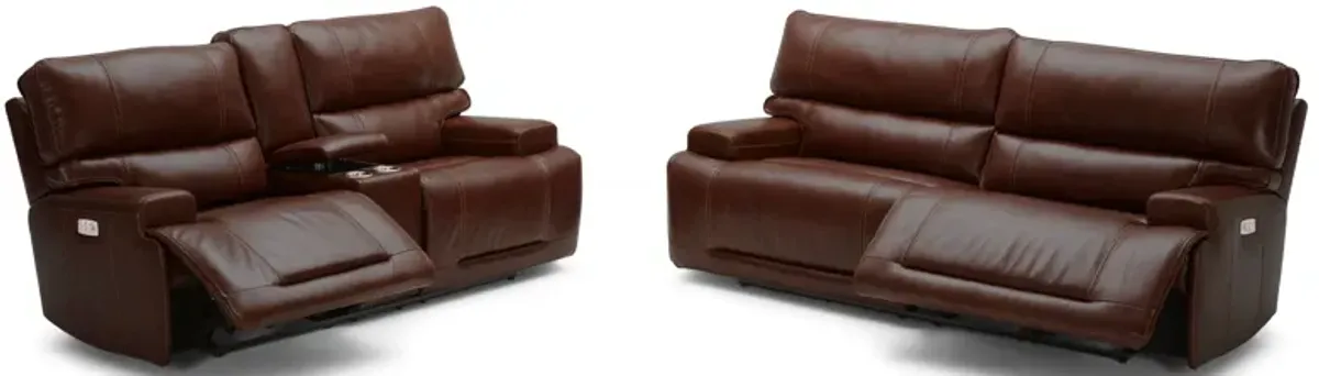 Graham Brown Leather Dual Power Reclining Sofa