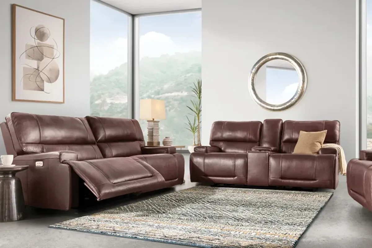 Graham Brown Leather Dual Power Reclining Sofa